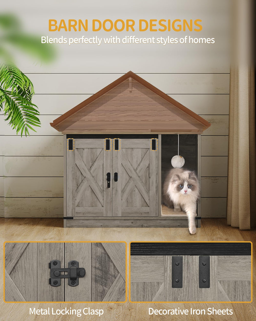 Hzuaneri farmhouse style litter box exterior with rustic decor cues