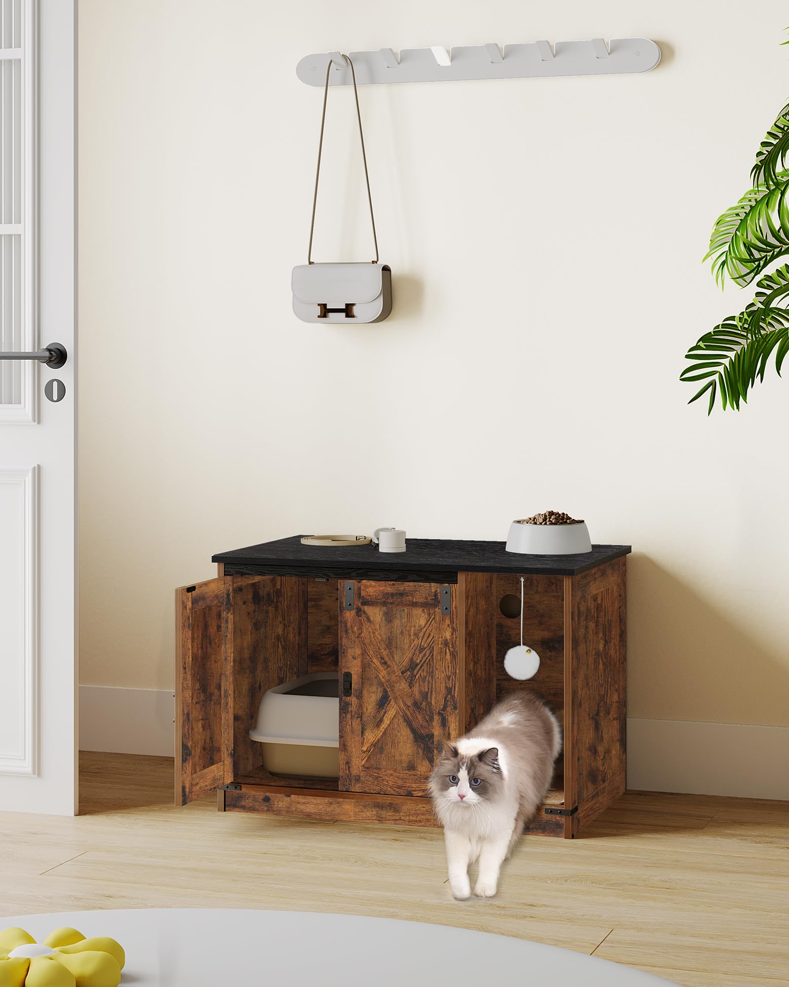 Hzuaneri odor-control hidden space demonstrates discreet cat toilet