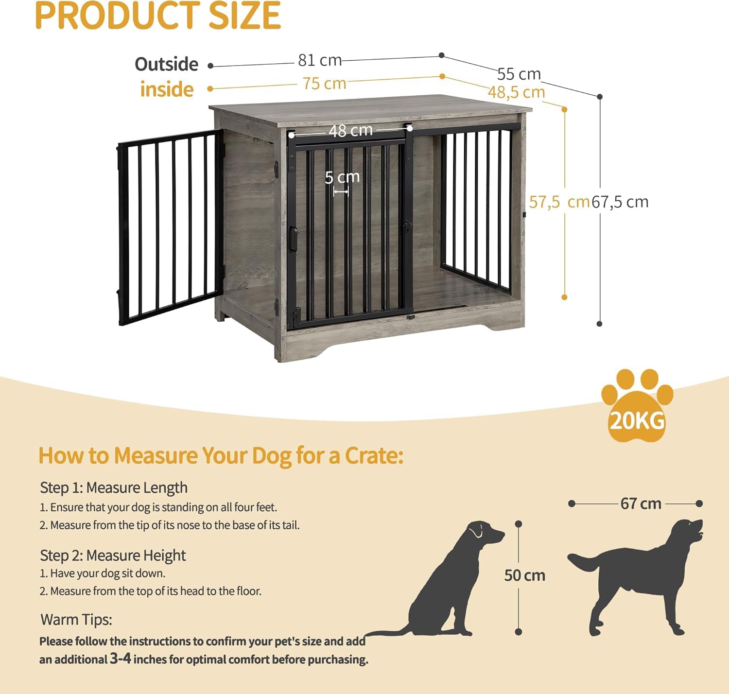Hzuaneri two-door kennel offers easy access and secure containment for pets.