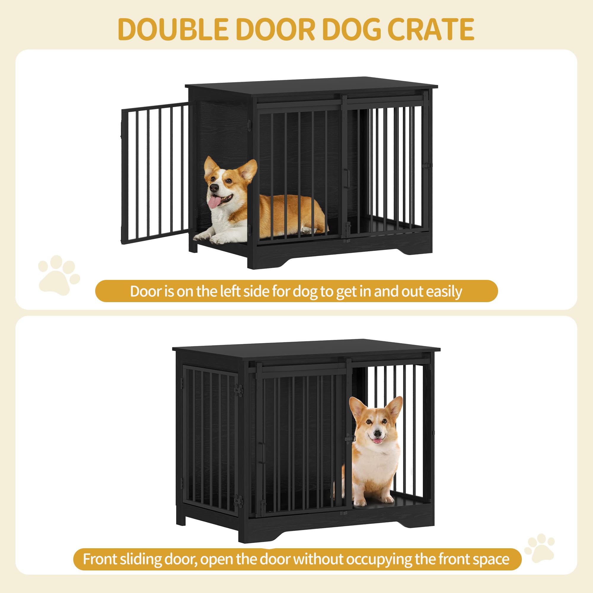 Hzuaneri wooden pet cage end table blends with modern living room furniture.