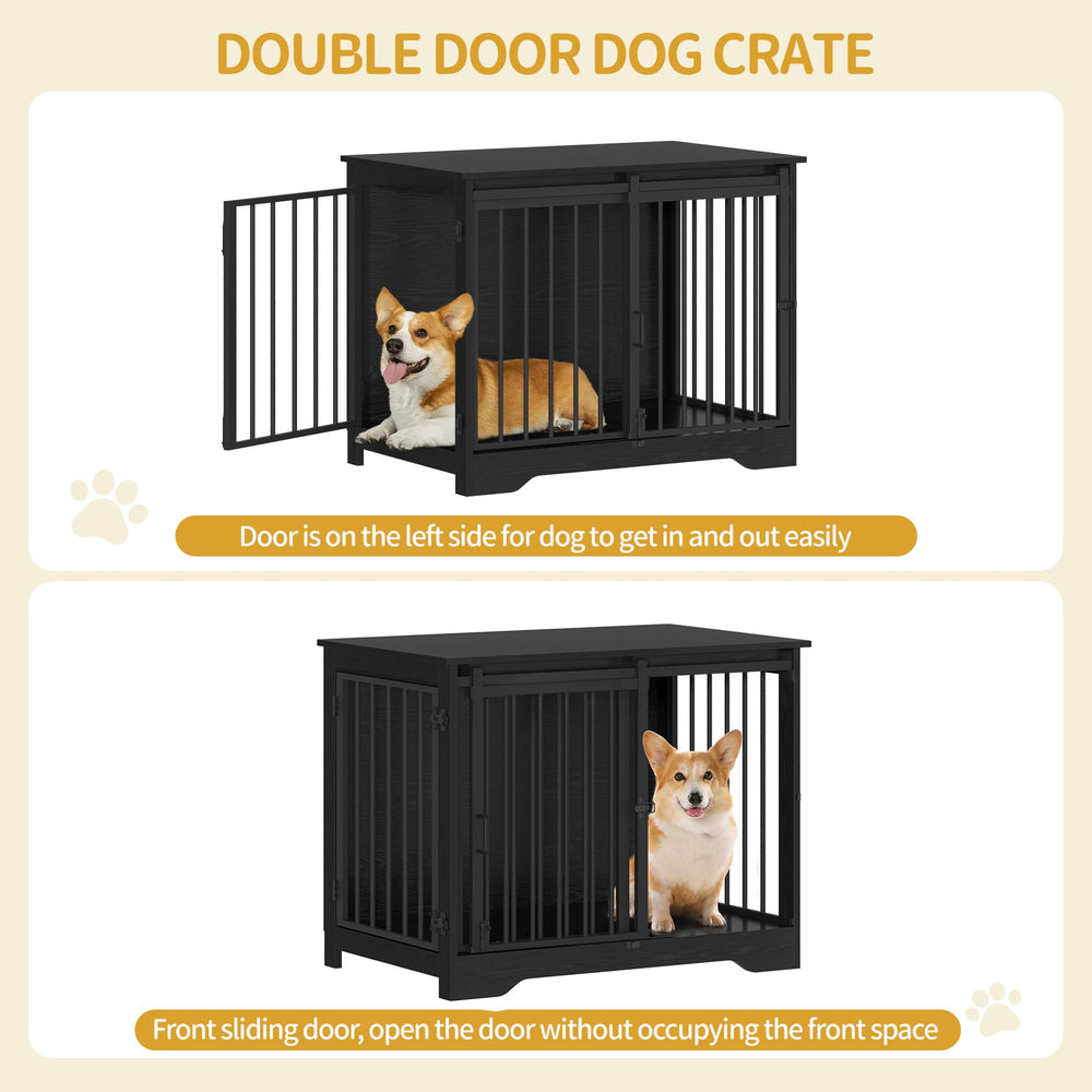Hzuaneri wooden pet cage end table blends with modern living room furniture.