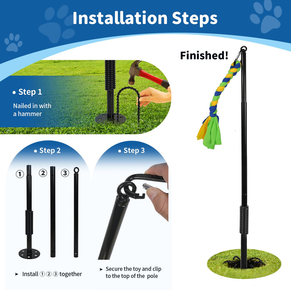 IAIGOGO adjustable height pole image showcases fit for different dog sizes.