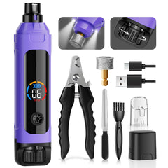 ianciu dog nail grinder with LED display shows speed and battery life for precise trimming