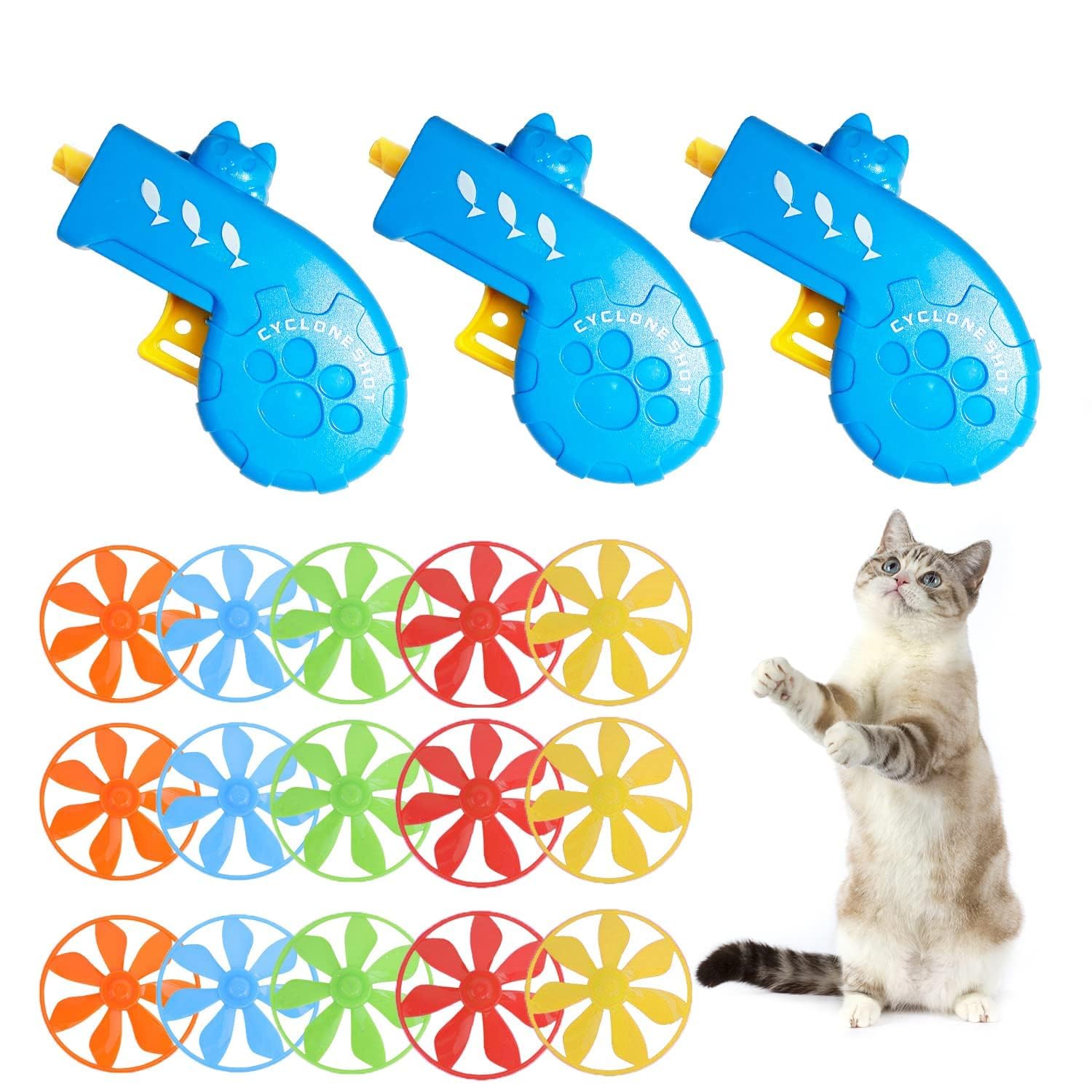 IAXSEE cat fetch toy launcher blue promotes indoor exercise
