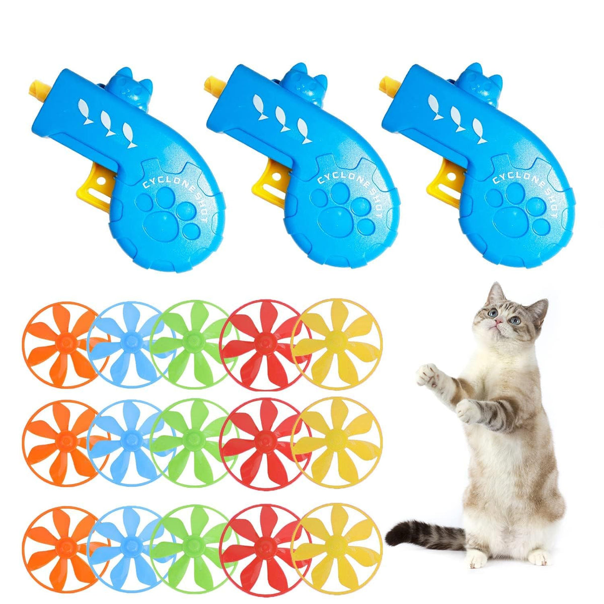 IAXSEE cat fetch toy launcher blue promotes indoor exercise