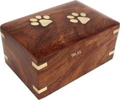 Iblay Rosewood Pet Urn Box base lid detail for secure, peaceful pet memorials.