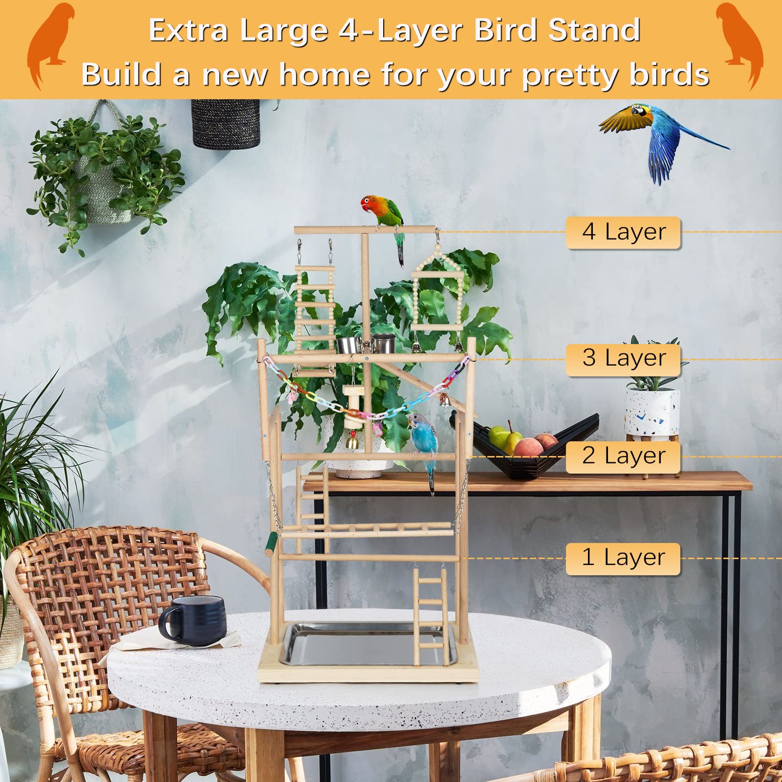 Ibnotuiy bird playground expands activity with four levels to reduce boredom