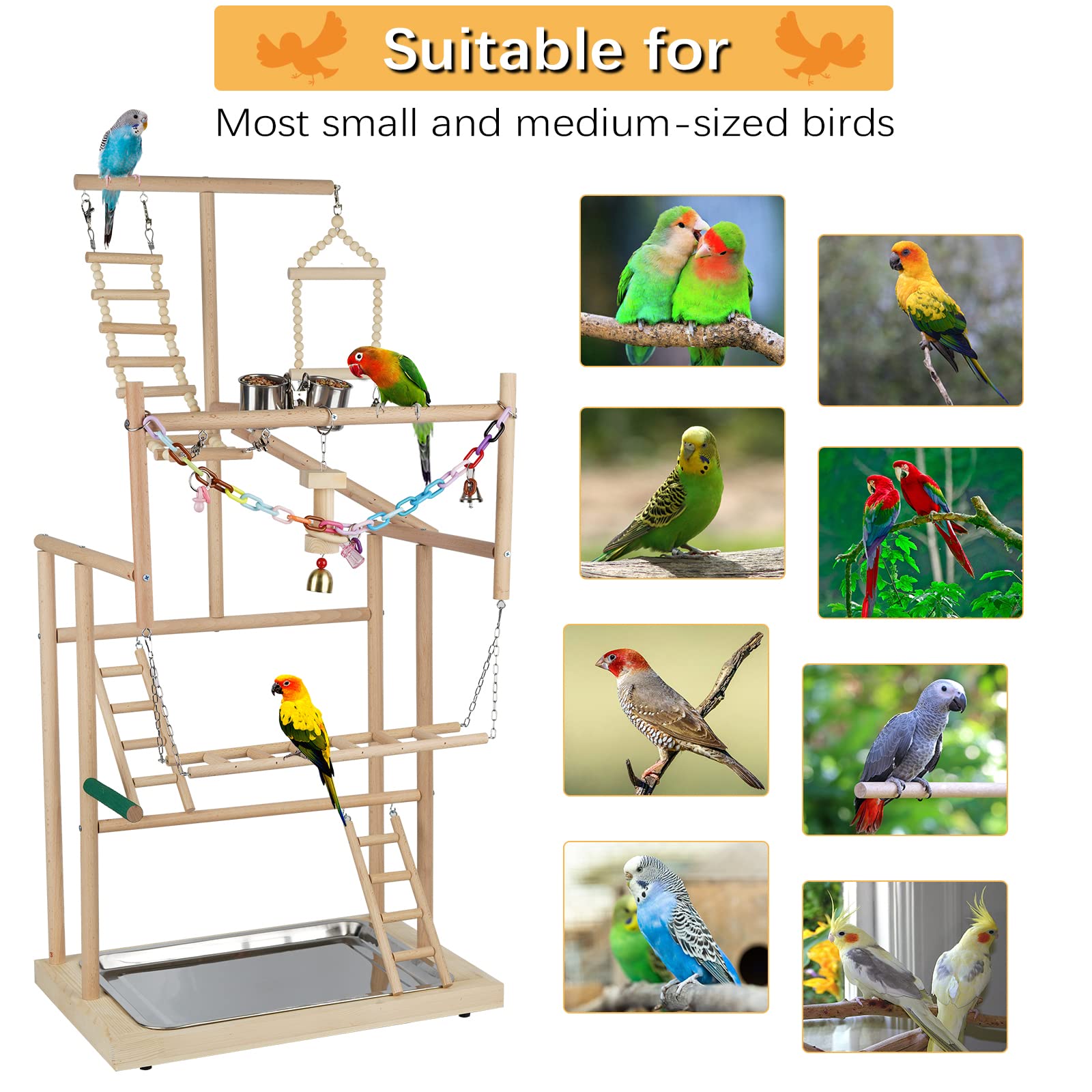 Ibnotuiy feeder cups and bells add enrichment and feeding variety during play
