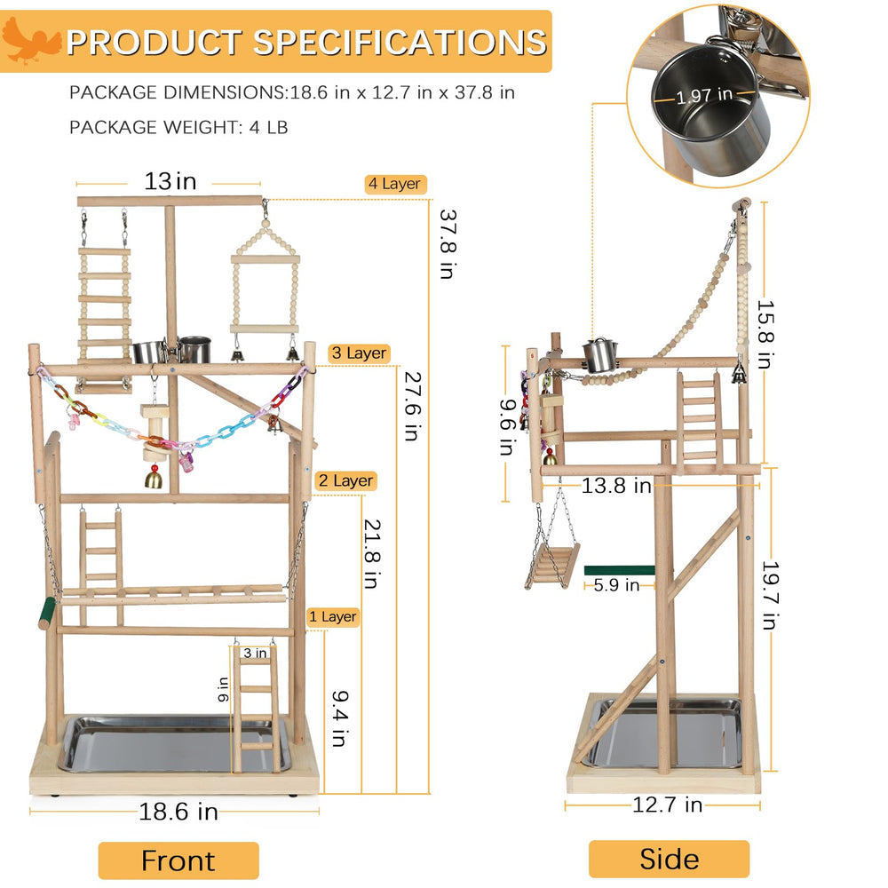 Ibnotuiy natural wood perch surface provides a smooth, safe grip for curious parrots
