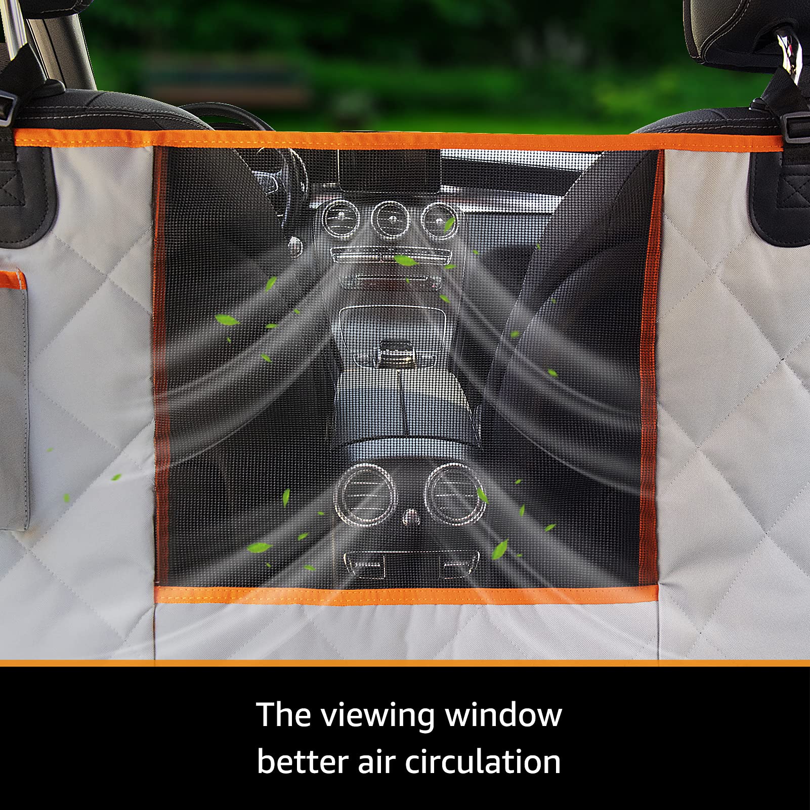 iBuddy dog seat cover with breathable mesh window improves airflow and pet comfort during rides