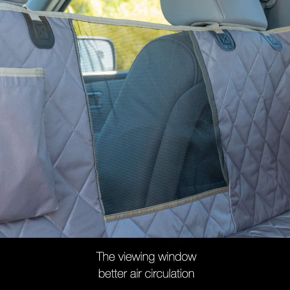 iBuddy dog seat cover hammock style keeps dog off the floor for safer rides.