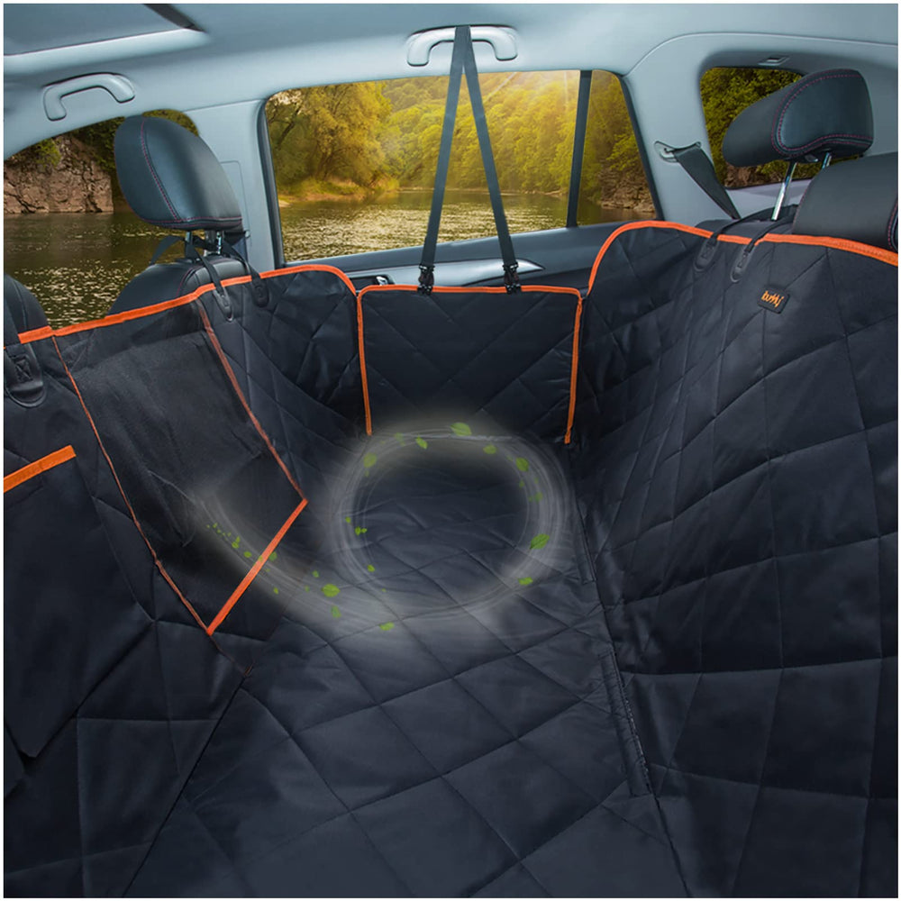 iBuddy seat cover non-slip bottom and anchors keep it in place during travel