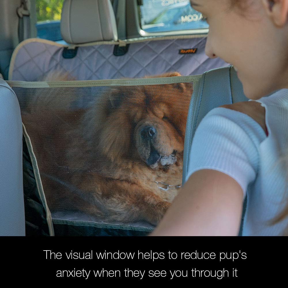 iBuddy dog seat cover waterproof backseat protects upholstery during wet trips.