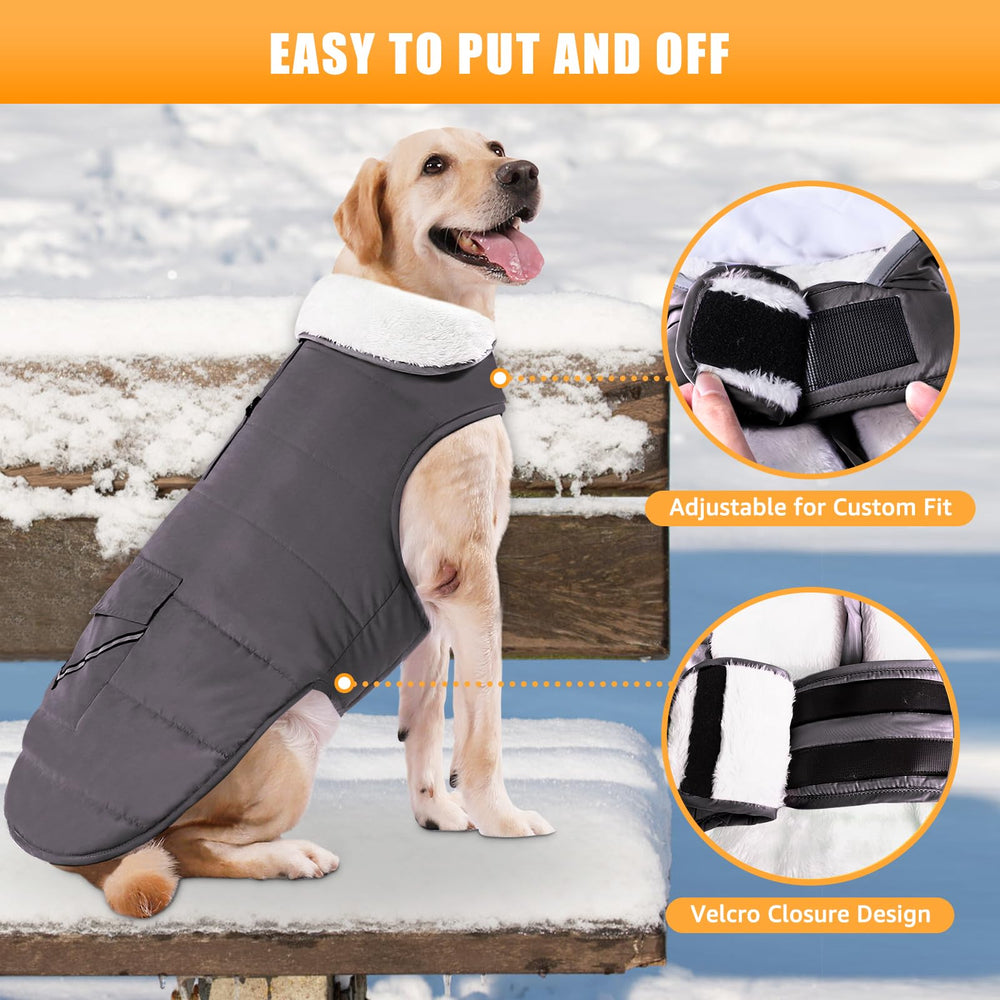 iBuddy dog winter jacket fleece lining closeup showing cozy warmth and comfort.