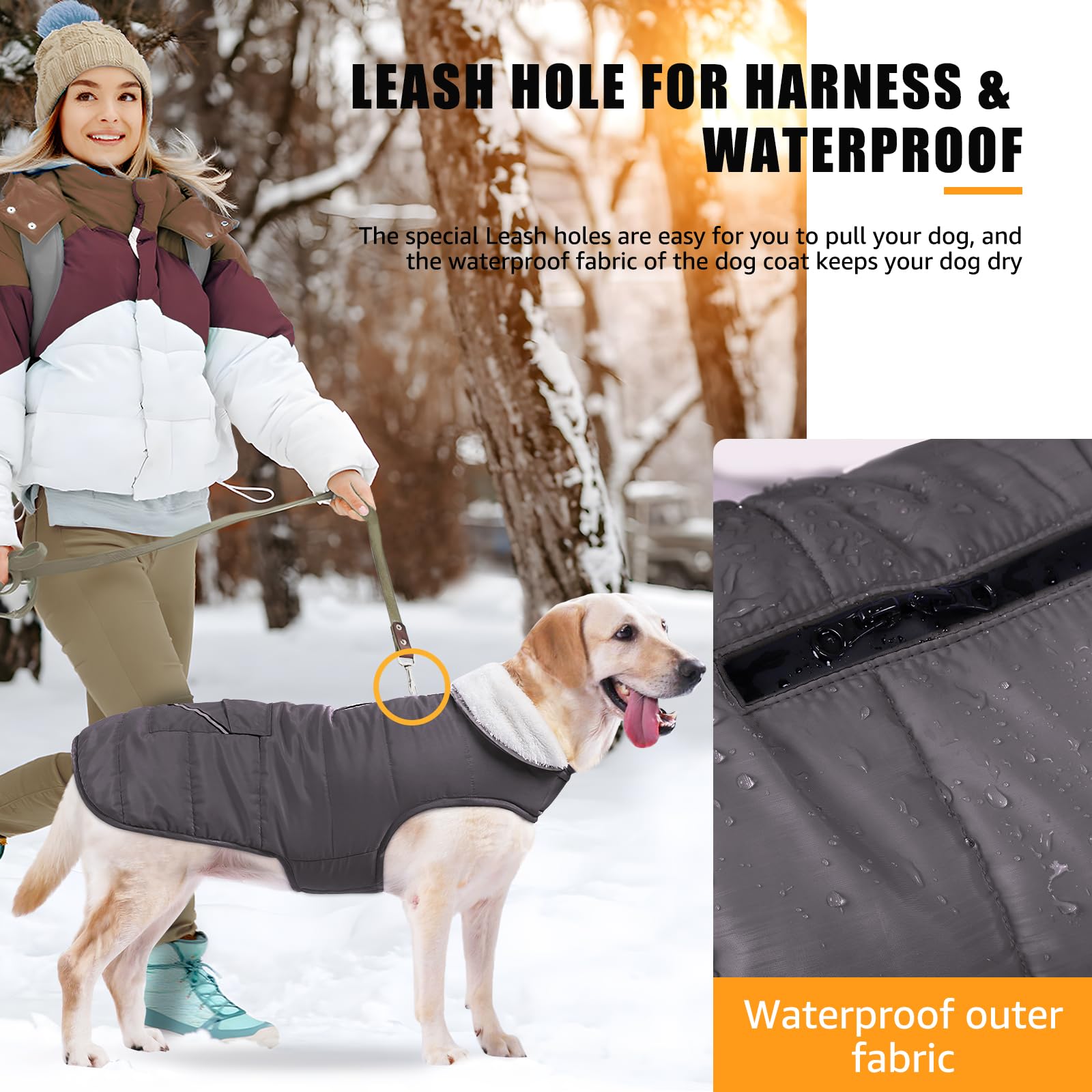 iBuddy dog winter jacket size range XS-XXXL suits many breeds.