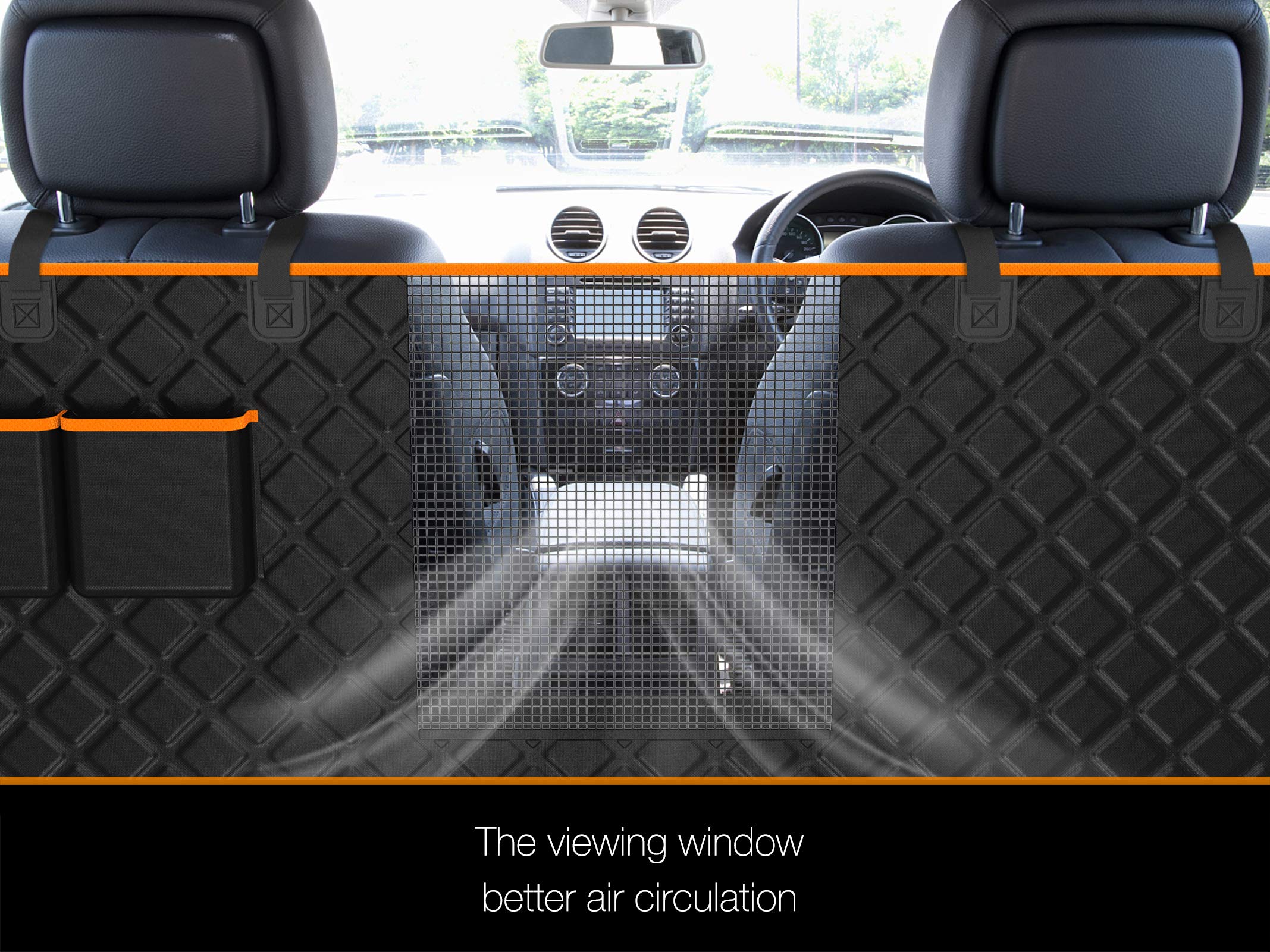 iBuddy XXL dog seat cover mesh window for airflow and visibility