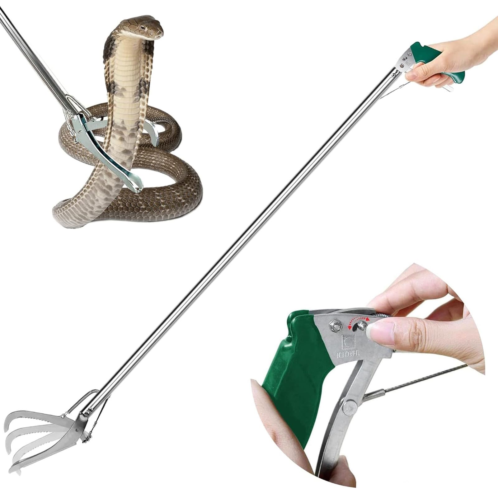 IC ICLOVER 47-inch snake tongs with extended grip for safe handling