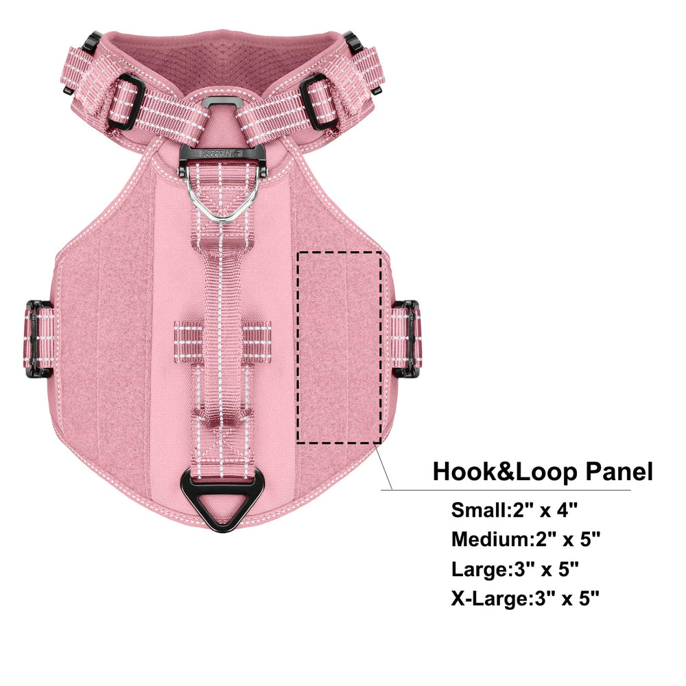 ICEFANG GN8 pink harness back view showing loop panels and metal buckles