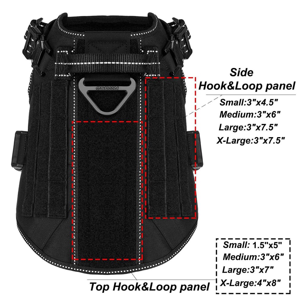 ICEFANG harness patch area shows loop panels for customizable identification.