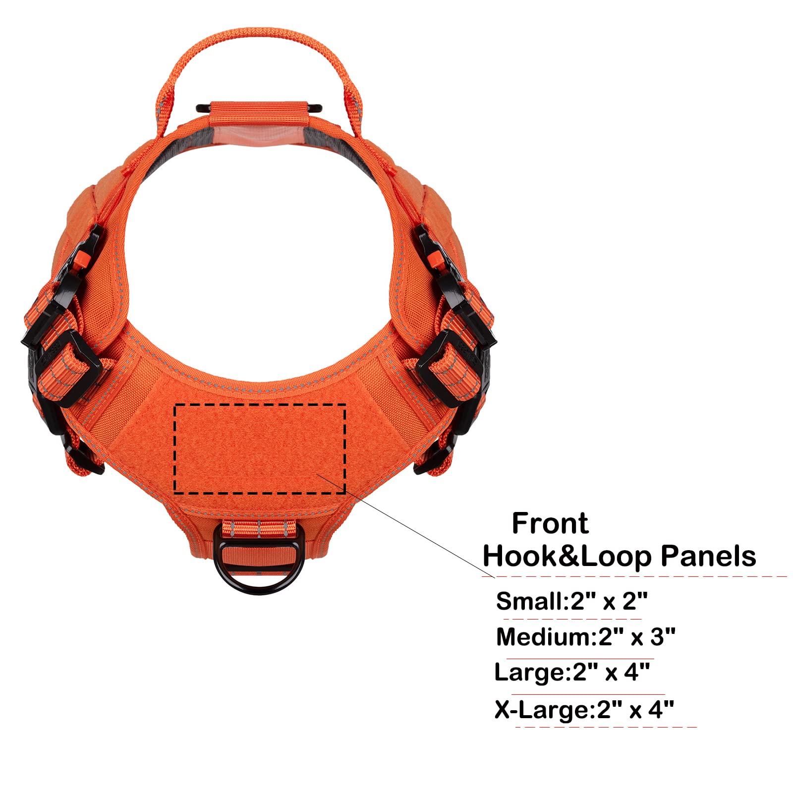 ICEFANG tactical dog harness orange XL handle area for controlled walking