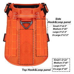 ICEFANG tactical dog harness orange XL metal buckles close-up demonstrating durability