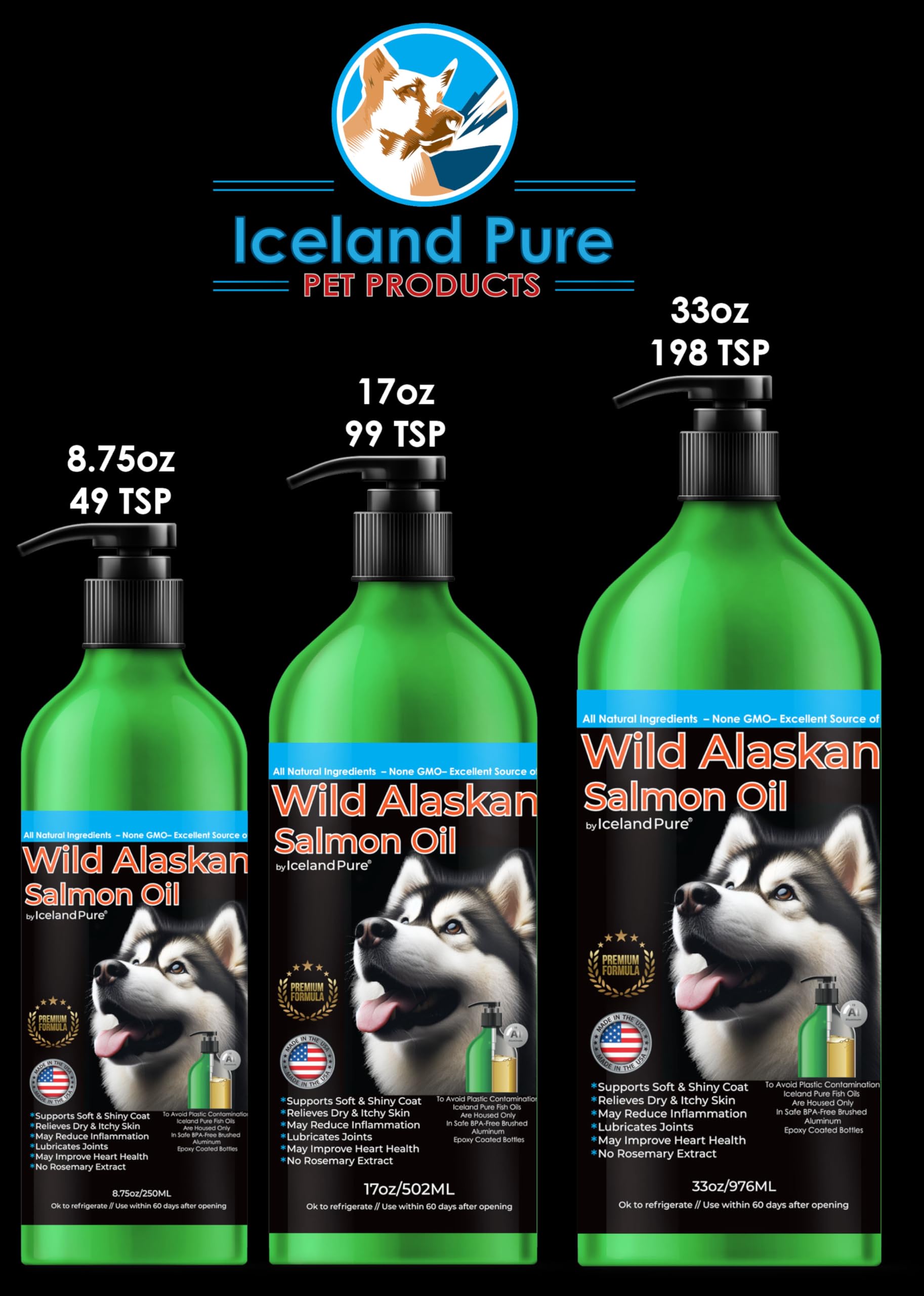 Iceland Pure Wild Alaskan Salmon Oil daily serving to reduce itching and dryness