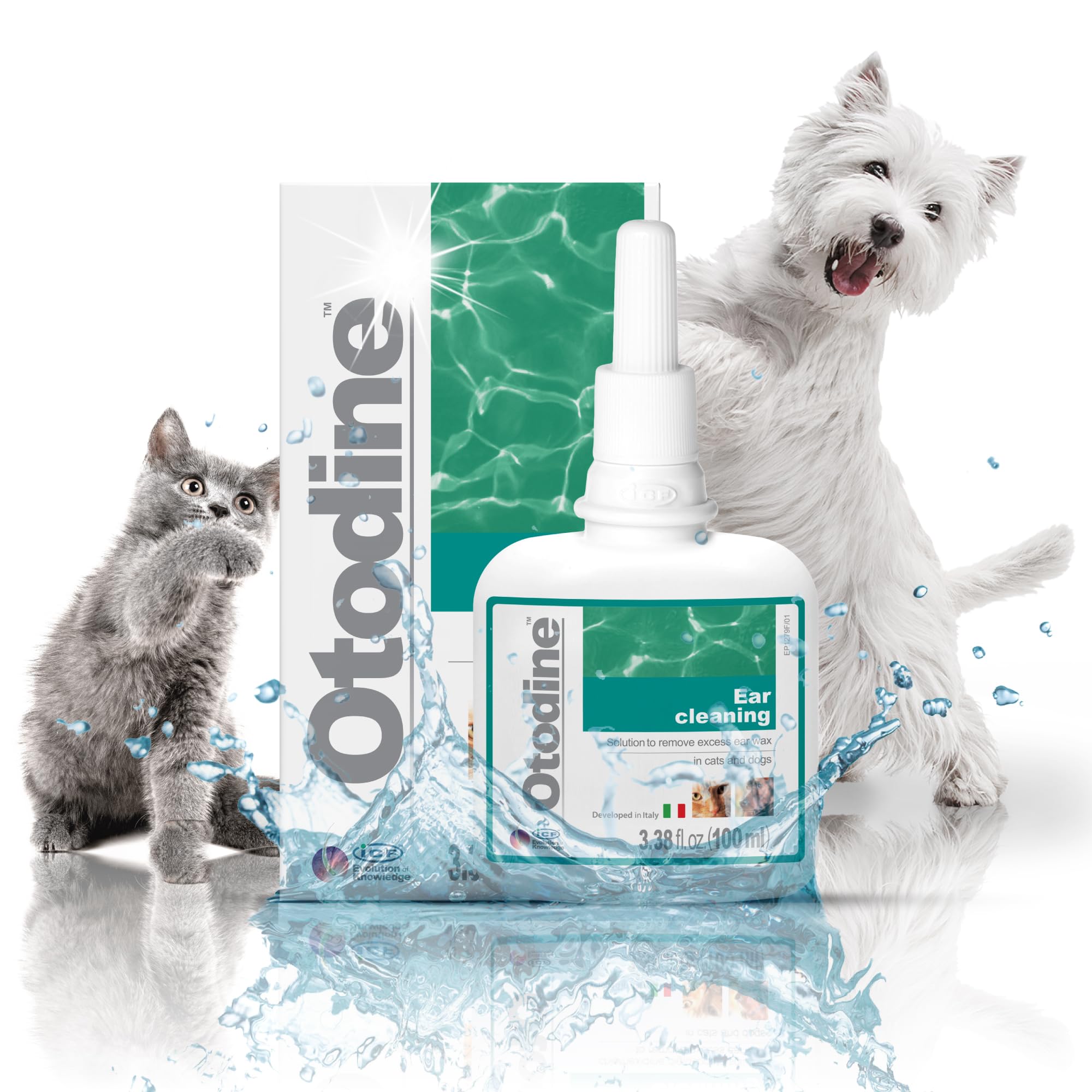 ICF Otodine easy-application puppy ear cleaner supports weekly maintenance.