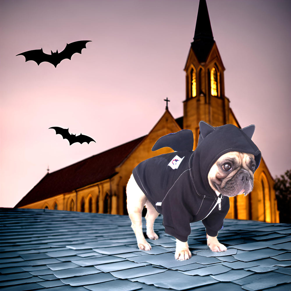 iChoue Bat Wing Dog Costume hand-stuffed horns detail highlights playful charm.