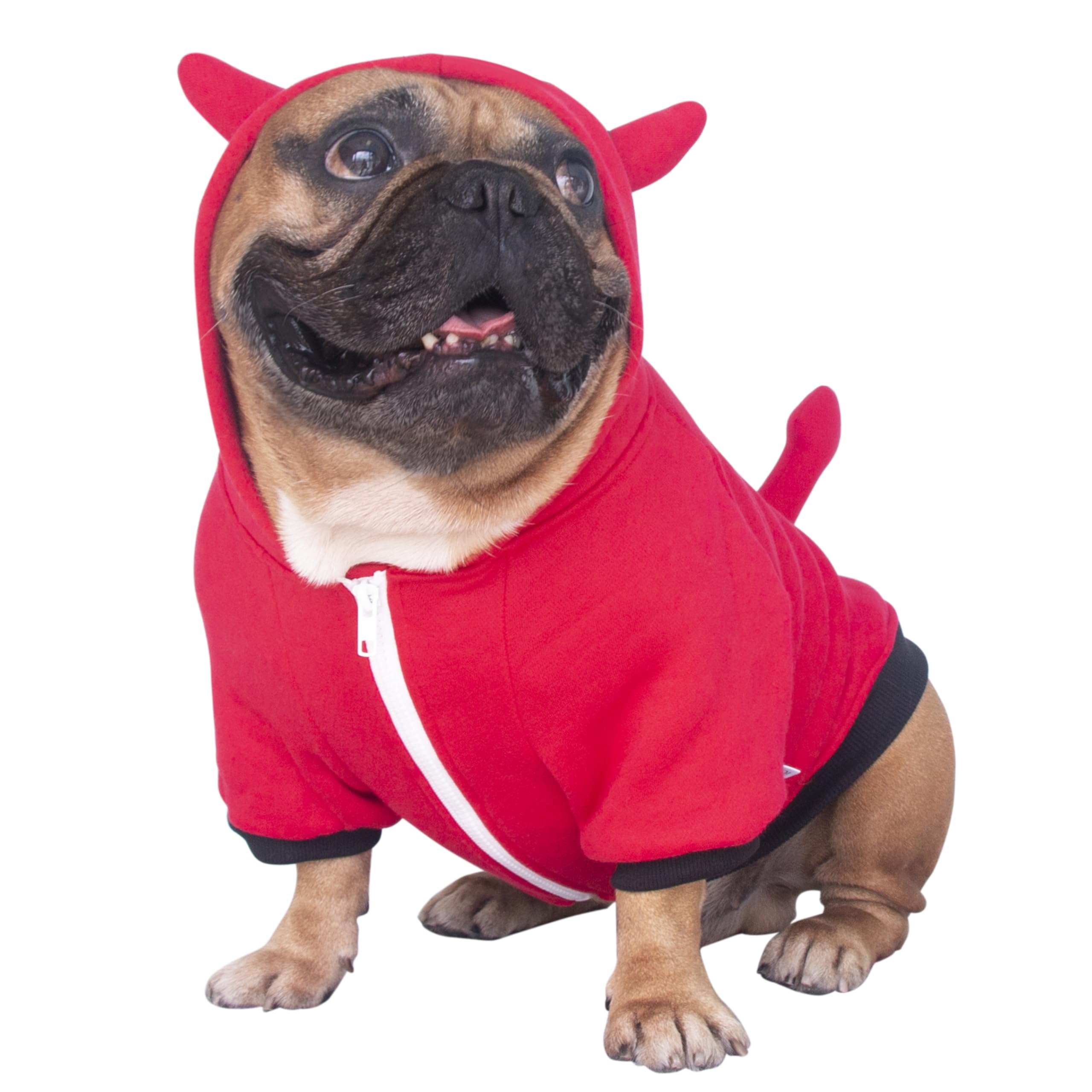 ICHOUE Little Devil Dog Costume red back view highlighting warm, cozy design
