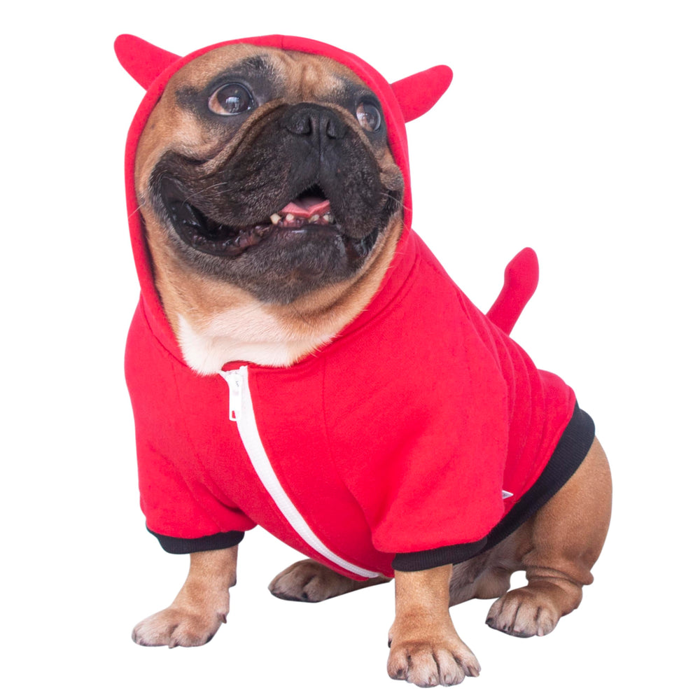 ICHOUE Little Devil Dog Costume red back view highlighting warm, cozy design