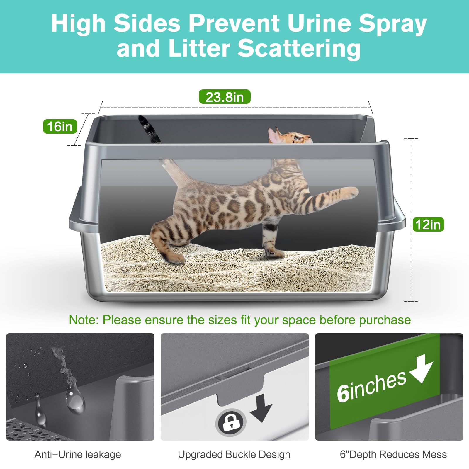 ICYAIR stainless steel box with non-stick bottom for easy cleaning and odor control