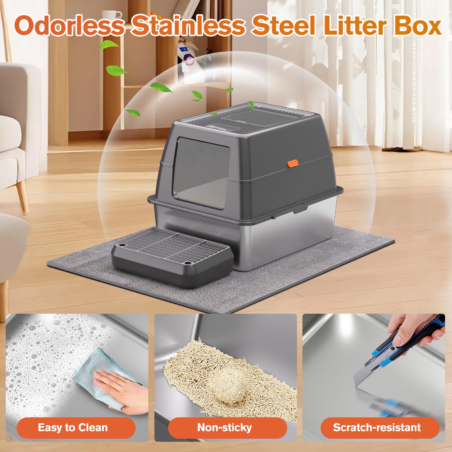 ICYAIR XXXL litter box deodorizer compartment for added freshness
