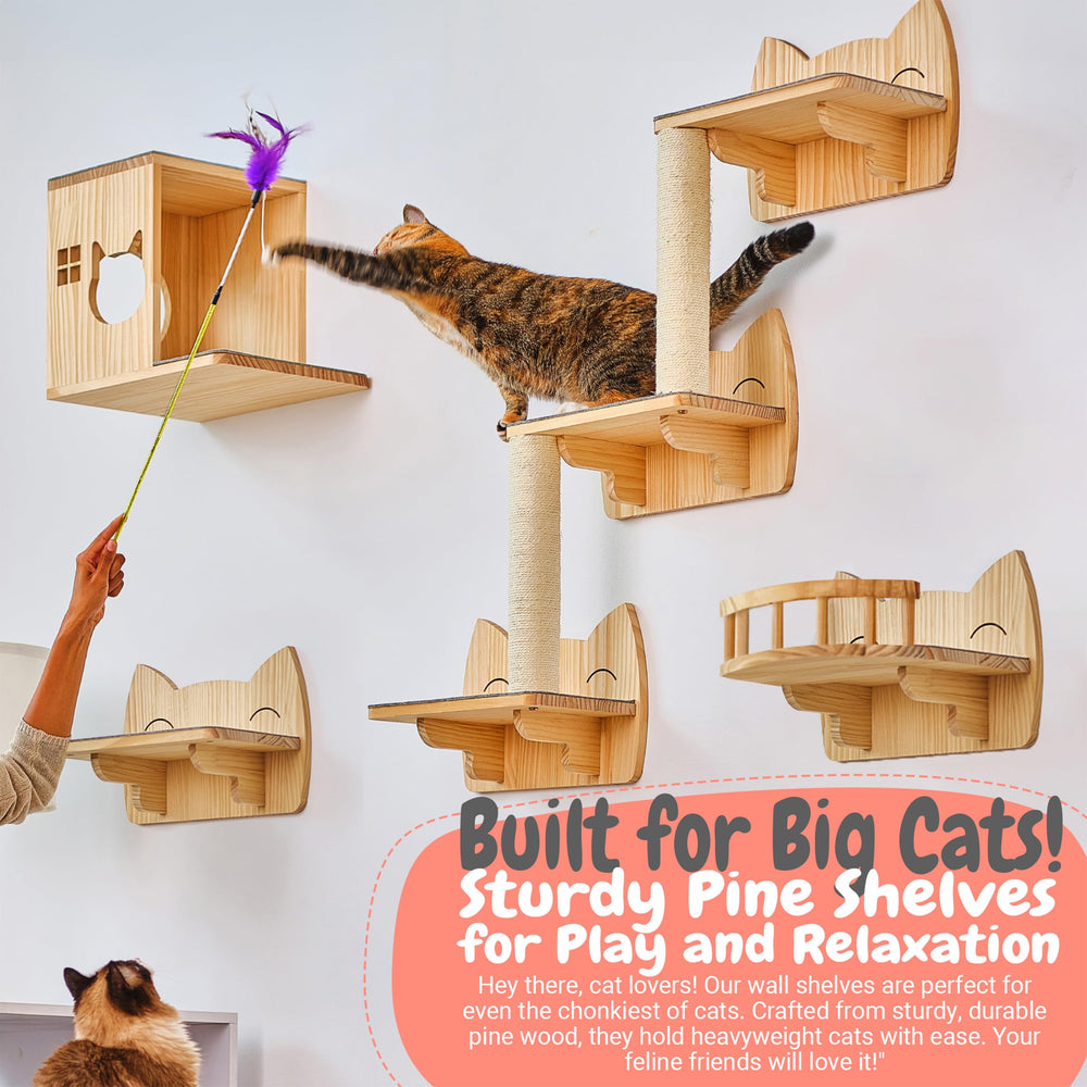 IDAE-ORG Cat Wall Shelves anti-slip mats promote safer exploration for curious cats.