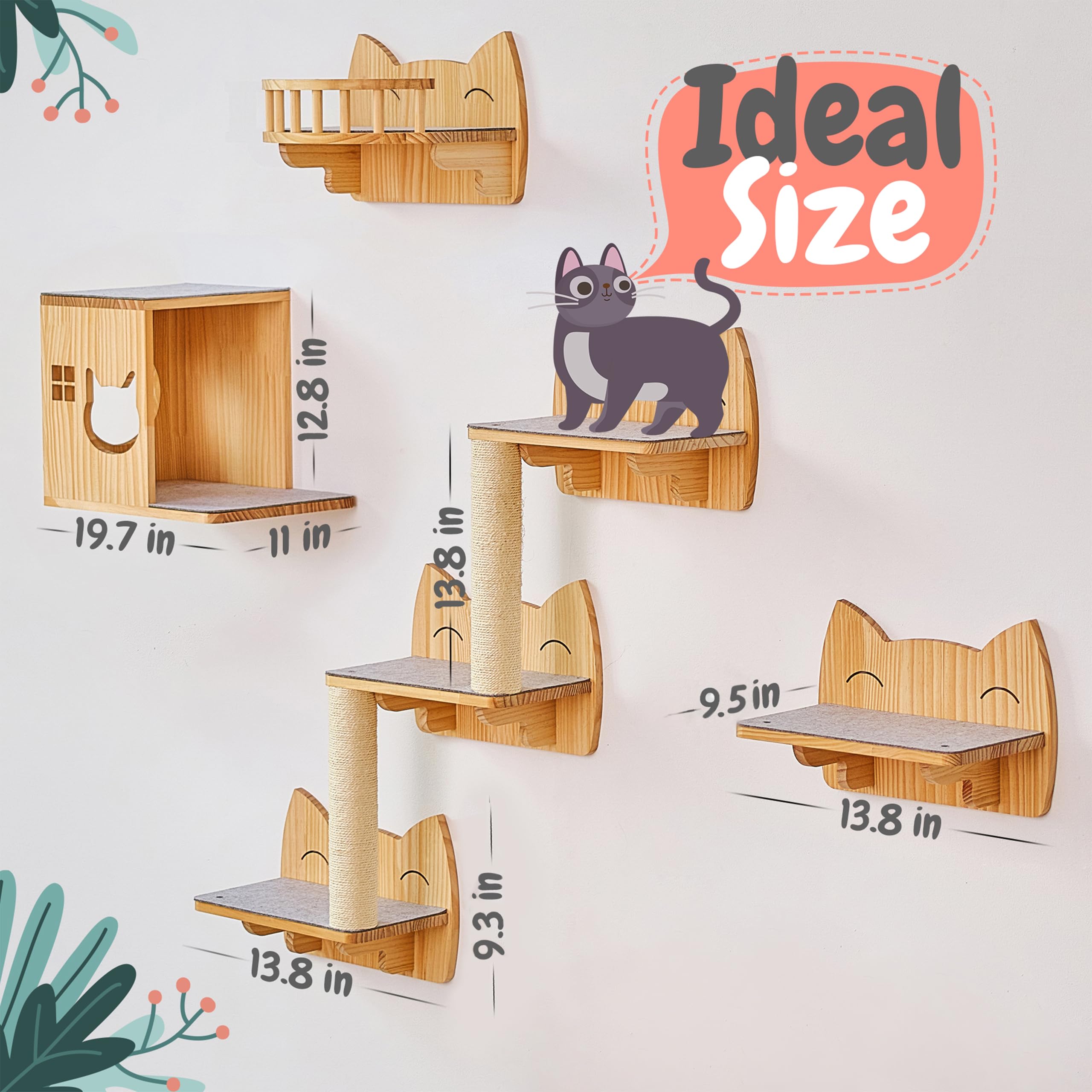 IDAE-ORG Cat Wall Shelves scratcher pad creates satisfying scratching and exercise.