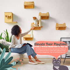 IDAE-ORG Cat Wall Shelves assembly shows simple mounting with two attachment options.