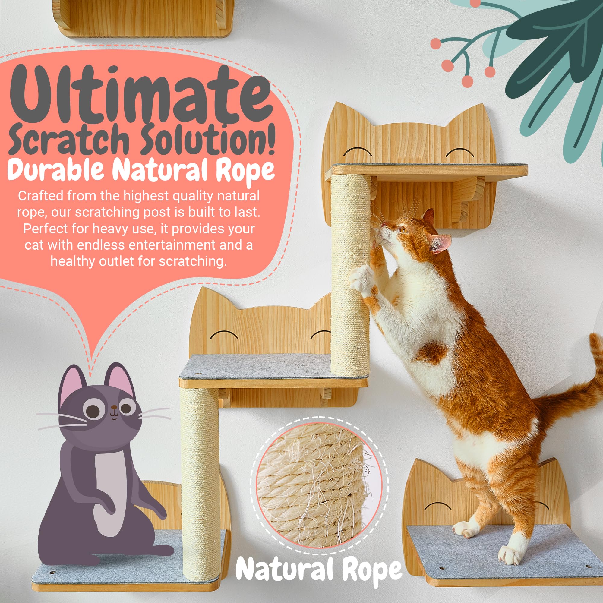 IDAE-ORG Cat Wall Shelves step offers safe climbing access for big cats.
