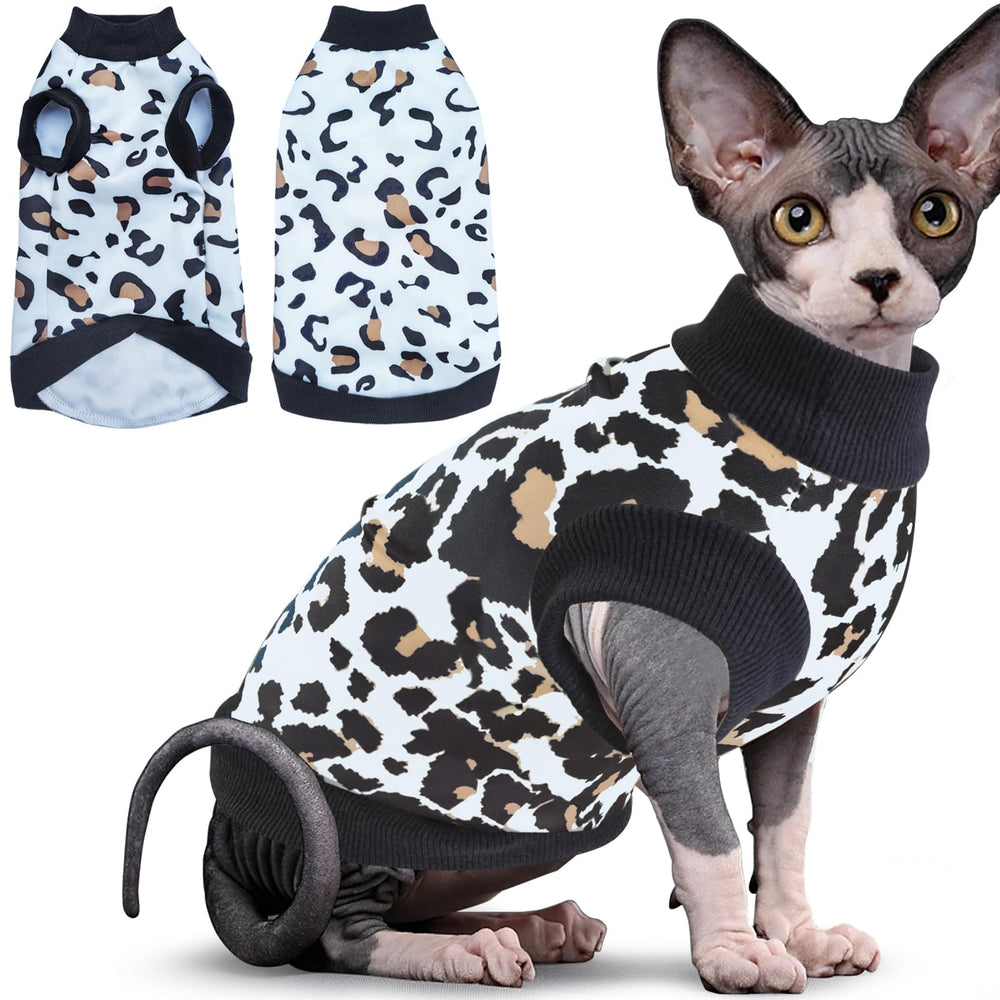 Idepet cat sweater in soft white cotton for year-round warmth and skin comfort.