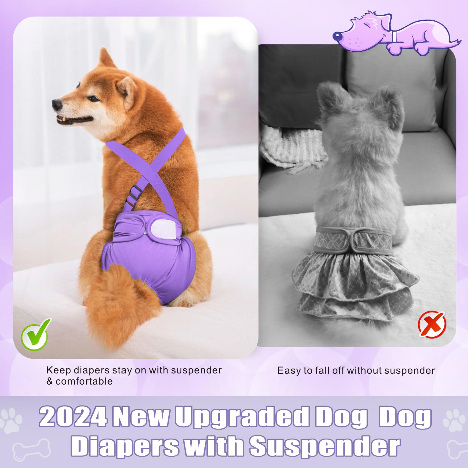 Idepet dog diaper back snaps enable precise, snug fit.