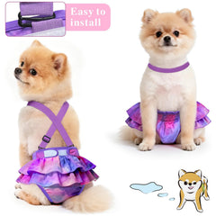 Idepet tie-dye diapers show absorbent pad inside for protection against leaks