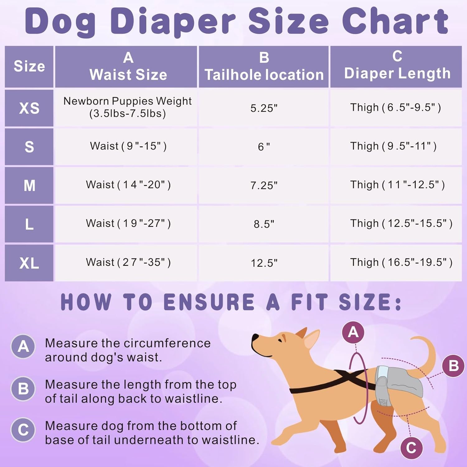 Idepet dog diapers back-snaps provide a custom fit across body shapes