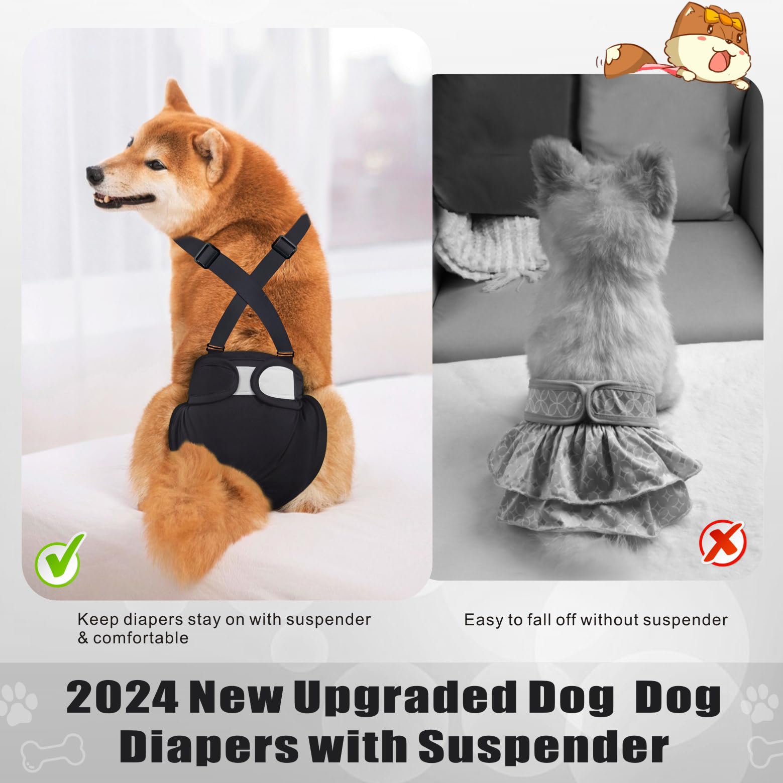 Idepet diaper with tail-hole snaps for comfort and secure fit