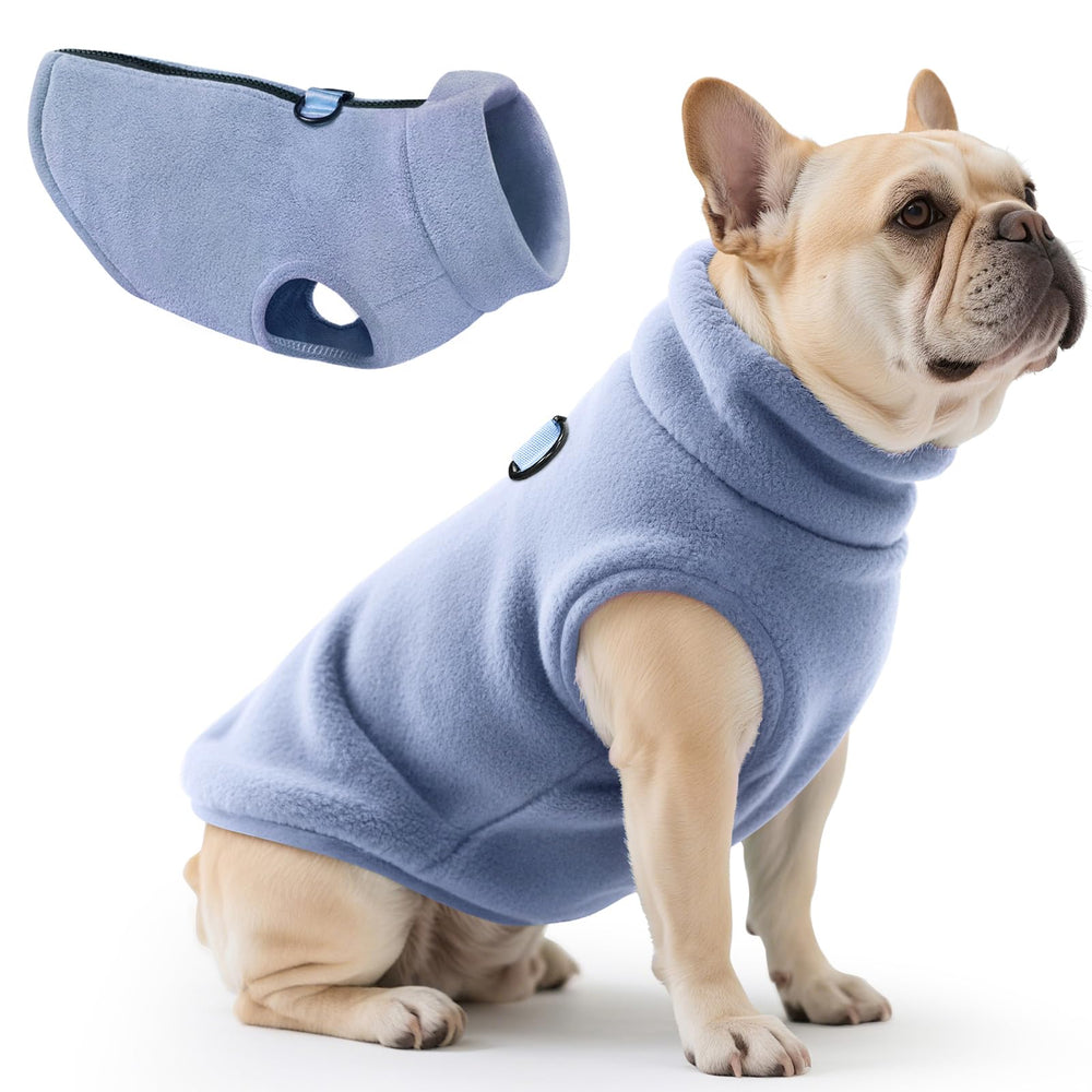 Idepet fleece vest back zipper for easy on off and cozy warmth
