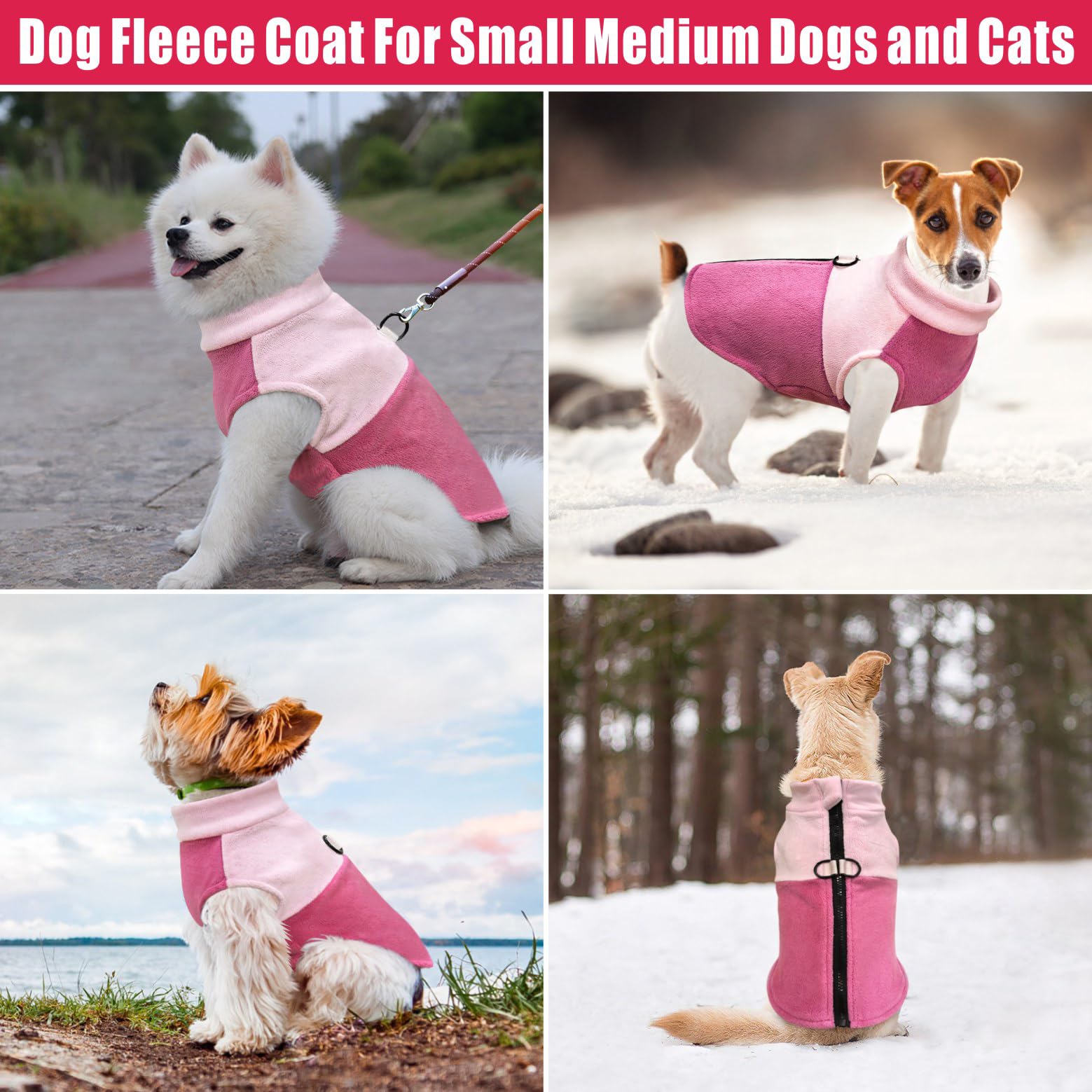 Idepet Dog Fleece Vest soft fleece fabric in pink for warmth and stretch