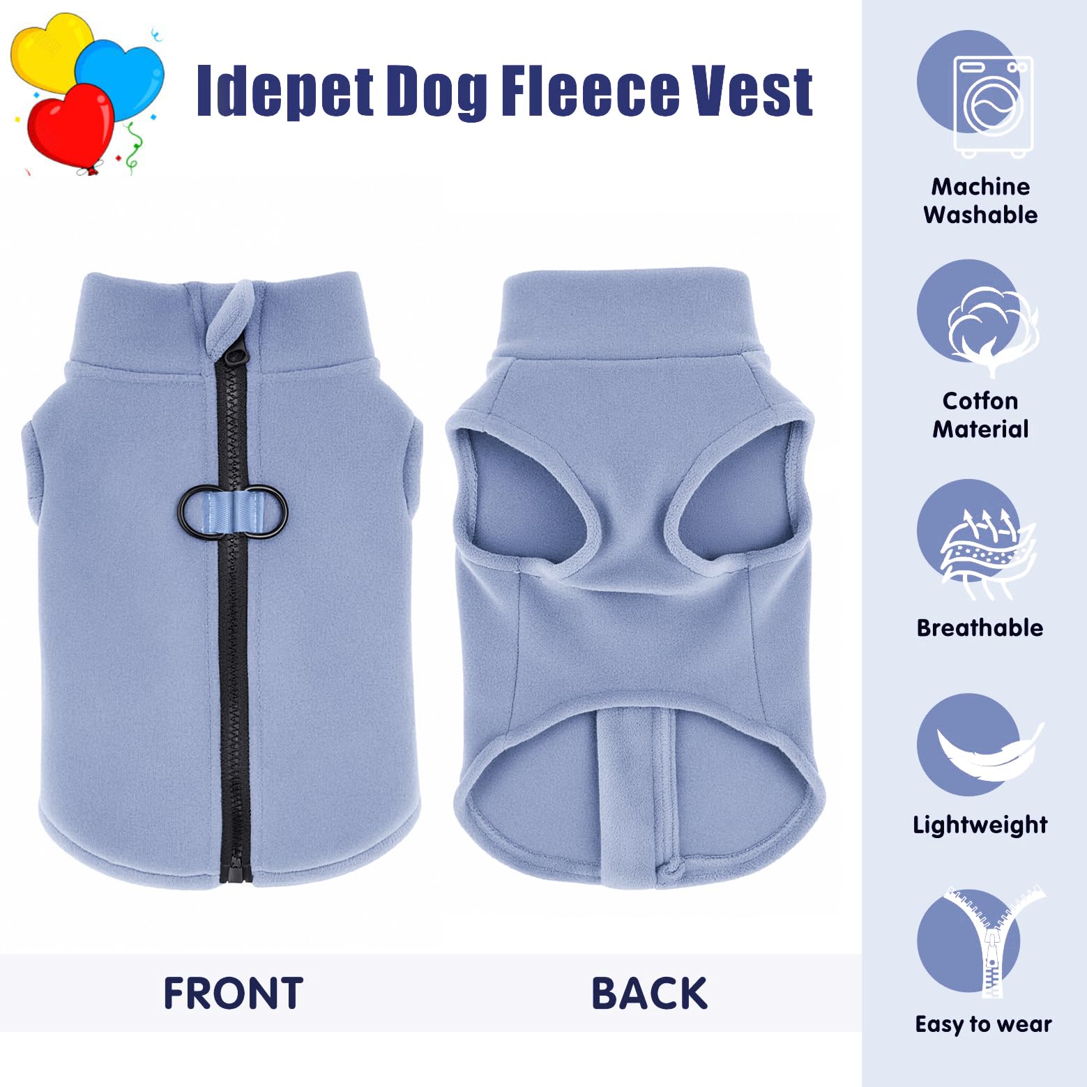 Idepet soft stretchy fleece offers comfortable warmth and flexible movement