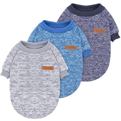 Idepet dog knitwear three-pack sweater display demonstrates warm, cozy small-dog fashion.