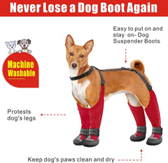 Idepet dog suspender boots on paw side demonstrates secure fit during walks