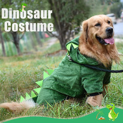 Idepet dog-wearing dino hoodie side view for daily wear.