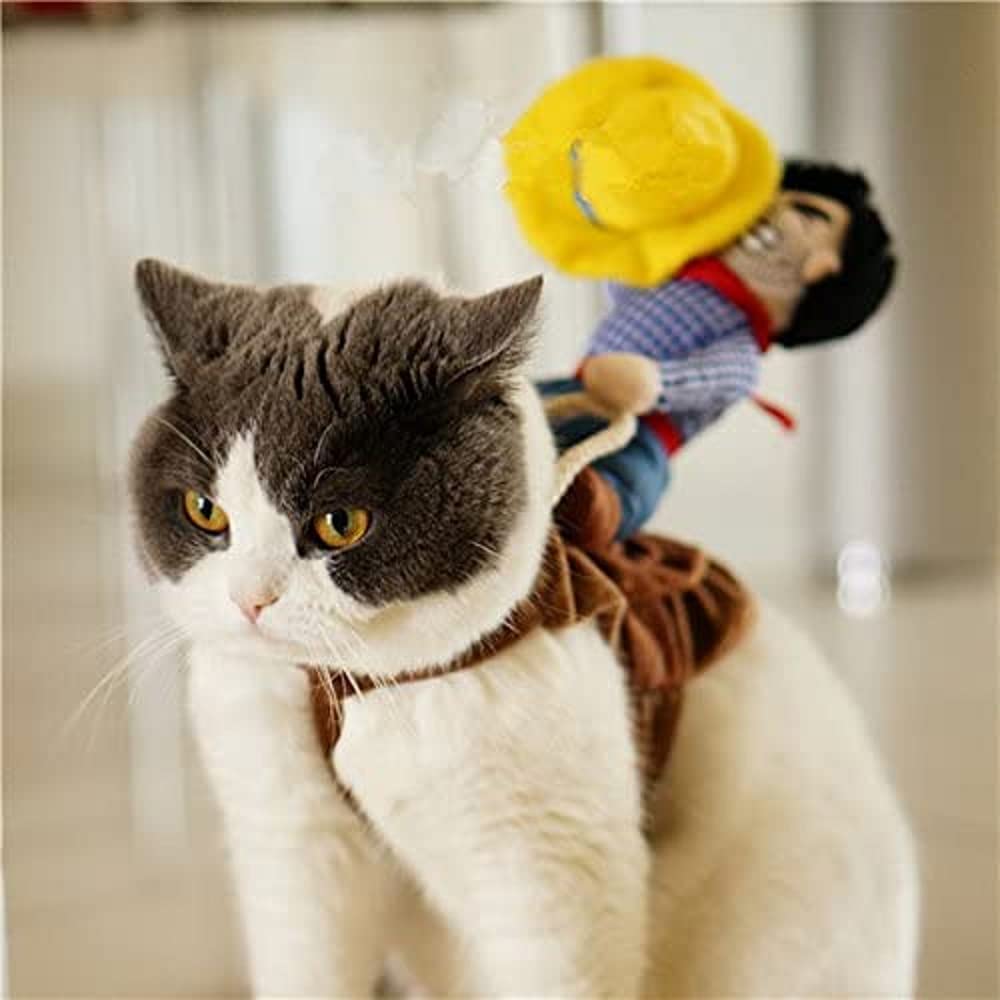 Idepet Halloween cowboy cat costume back view highlights playful cosplay design