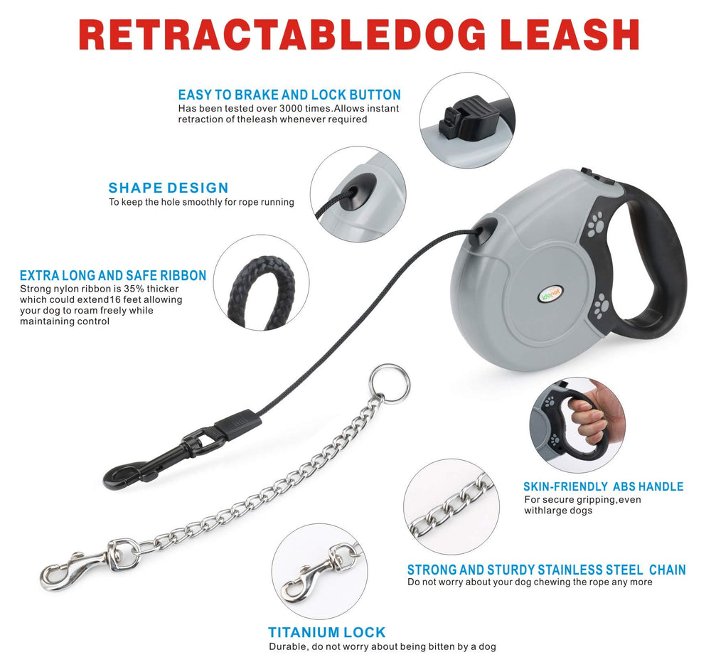 Idepet retractable leash with 360-degree tangle-free design enables smooth turning during walks.