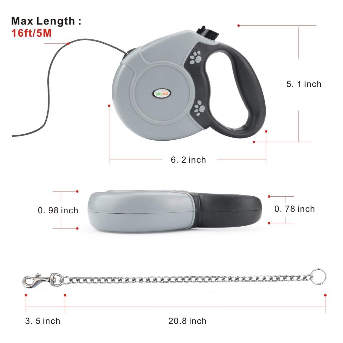 Idepet anti-chewing stainless chain helps deter nibbles while keeping your dog secure.